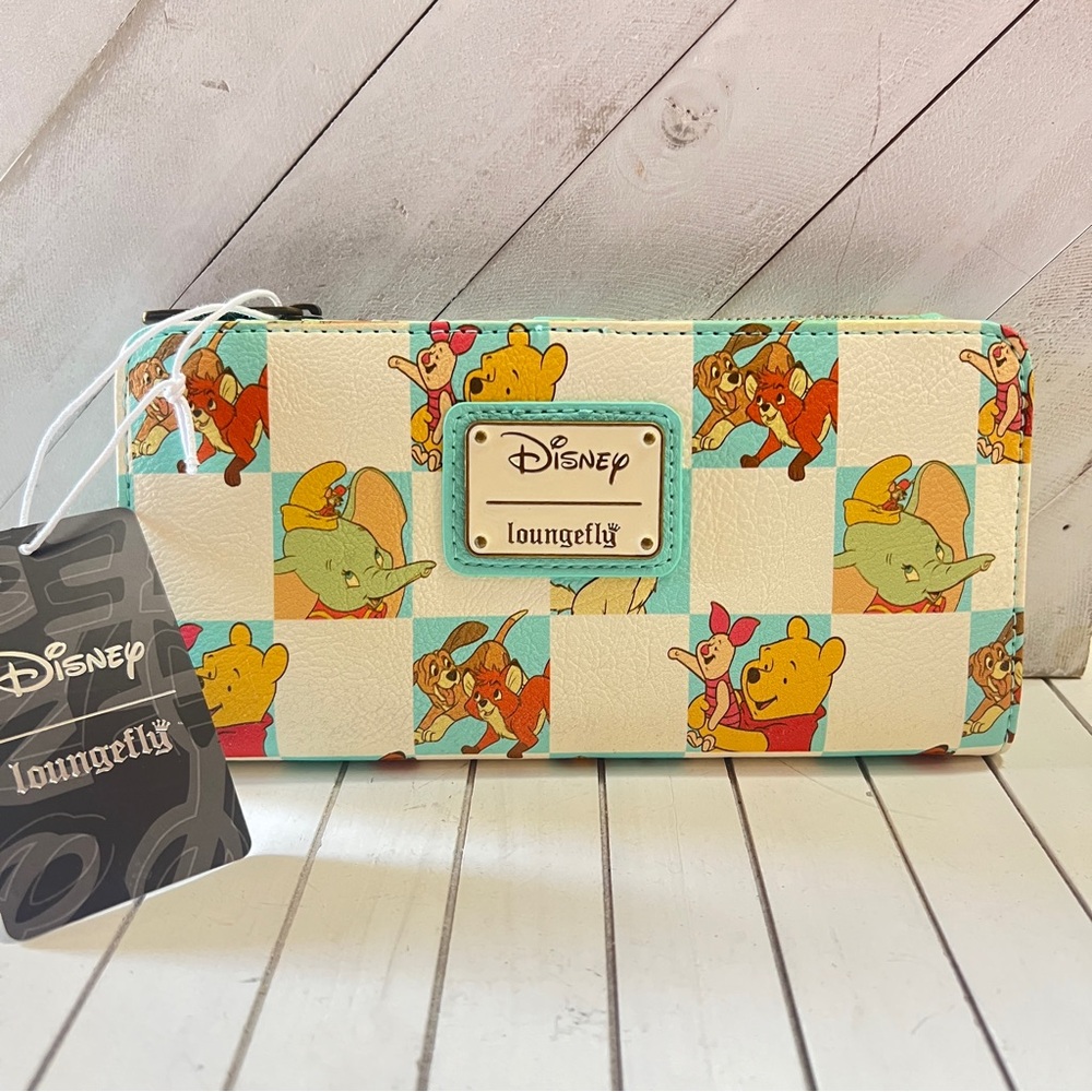 NWT Loungefly Sidekicks Aqua Checkerboard zip wallet